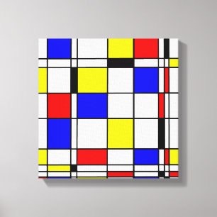 Impressão Em Tela Mondrian colorida Minimalista De Stijl Arte Modern