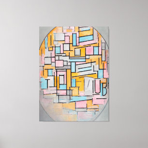 IMPRESSÃO EM TELA MONDRIAN - COMP. EM OVAL COM PLANOS DE COR 2 1914