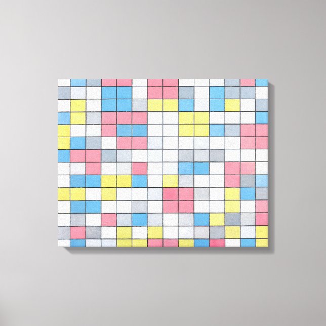 IMPRESSÃO EM TELA MONDRIAN - COMPOSIÇÃO COM A GRADE 9 (1919) - (Frente)