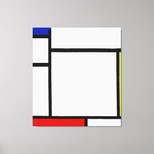 IMPRESSÃO EM TELA MONDRIAN - COMPOSIÇÃO COM AZUL, AMARELO E VERMELHO