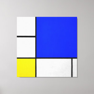Impressão Em Tela MONDRIAN - COMPOSIÇÃO COM AZUL, BRANCO e AMARELO