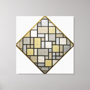 IMPRESSÃO EM TELA MONDRIAN - COMPOSIÇÃO COM GRADE 5: LOSANGO - 1919