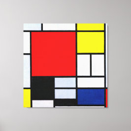 IMPRESSÃO EM TELA MONDRIAN - COMPOSIÇÃO COM GRANDE PLANO VERMELHO - 