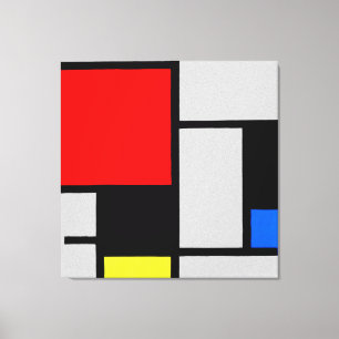 IMPRESSÃO EM TELA MONDRIAN - COMPOSIÇÃO COM GRANDE PLANO VERMELHO 19