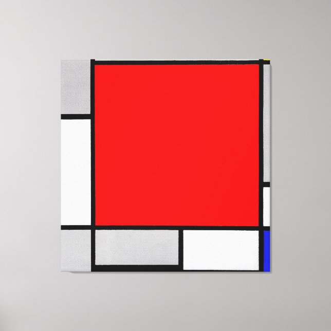 IMPRESSÃO EM TELA MONDRIAN - COMPOSIÇÃO COM GRANDE PLANO VERMELHO 19 (Frente)