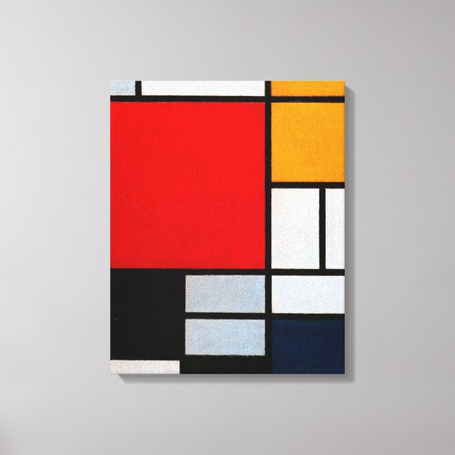 Impressão Em Tela Mondrian - Composição com Vermelho Grande (Frente)