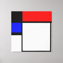 Impressão Em Tela MONDRIAN FOX TROT B com PRETO, VERMELHO, AZUL E AM
