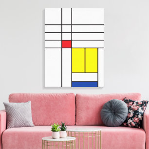 Impressão Em Tela Mondrian II Design de Arte Moderna Minimalista De 