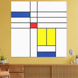 Impressão Em Tela Mondrian II Design de Arte Moderna Minimalista De