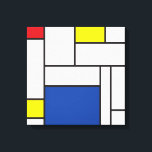 Impressão Em Tela Mondrian Minimalist Geometric De Stijl Modern Art<br><div class="desc">A arte moderna Minimalista Mondrian De Stijl em Design de blocos coloridos vermelho, azul, amarelo e branco. Este design simples apresenta formas geométricas modernas e blocos de cores gráficas em linhas pretas em negrito, cores primárias brancas e brilhantes. É inspirado pela abstrato de Piet Mondrian e pelo movimento De Stijl...</div>