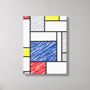 Impressão Em Tela Mondrian Rabiscos Minimalista Arte Moderna De Stij