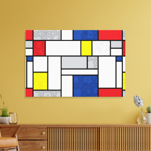 Impressão Em Tela Mondrian Retro Circles Minimalist De Stijl Mod Art