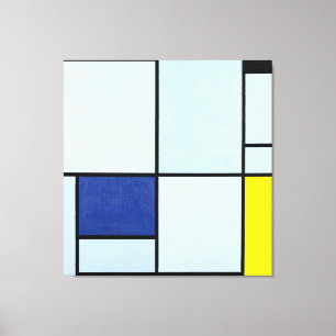 Impressão Em Tela MONDRIAN TABLEAU I com vermelho, preto, azul e ama
