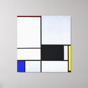 Impressão Em Tela MONDRIAN TABLEAU II com vermelho, preto, amarelo,