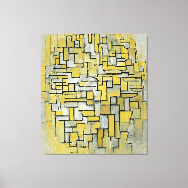 IMPRESSÃO EM TELA MONDRIANO - COMPOSIÇÃO NA COROA E NA CINZA - 1913  (Frente)