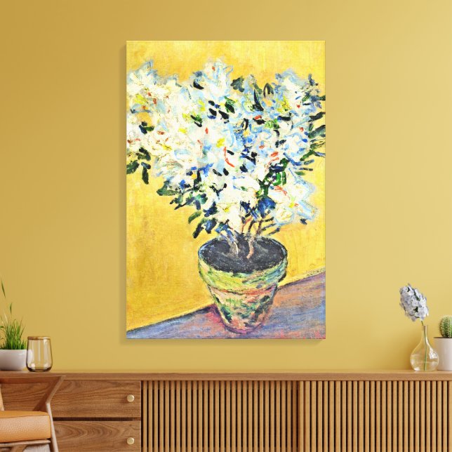 Impressão Em Tela Monet - Azaléias Brancas em um Vaso,  (Insitu(Sala de estar))