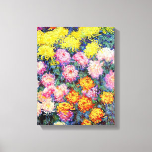 Impressão Em Tela Monet - Cama de Chrysanthemums,