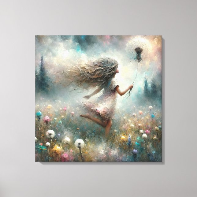 Impressão Em Tela Monet Girl Com Dandelion (Frente)