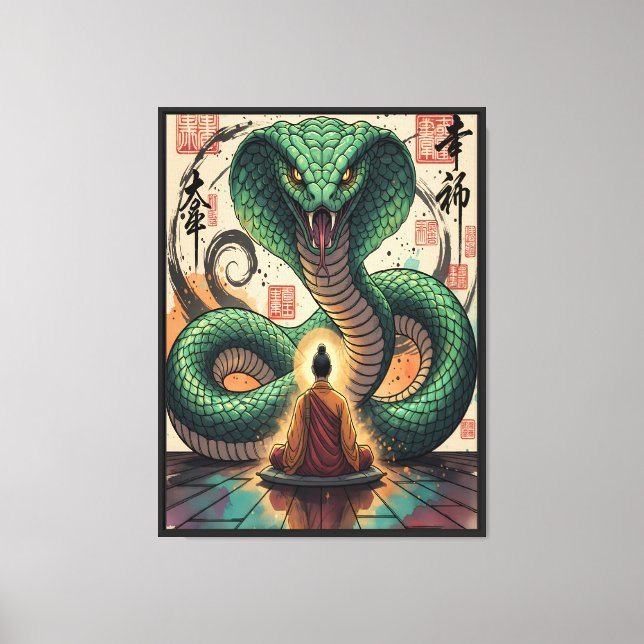 Impressão Em Tela Monge e Serpente (Frente)
