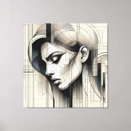 Impressão Em Tela Monochrome Line Portrait