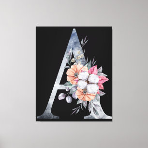 Impressão Em Tela Monograma A Blues Florais