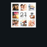 Impressão Em Tela Monograma branco de colagem de aniversário de 21 a<br><div class="desc">Um presente ou guardião único de aniversário de 21 anos, celebrando sua vida com uma colagem de 8 fotos suas. Adicione imagens de sua família, amigos, animais de estimação, hobbies ou destino de viagem de sonho. Personalize e adicione um nome, 21 anos e uma data. Cinzas e letras pretas. Um...</div>