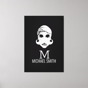 Impressão Em Tela Monograma de bigode engraçado