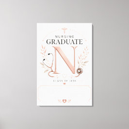 Impressão Em Tela Monograma de Graduada em Enfermagem Personalizada 