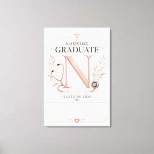 Impressão Em Tela Monograma de Graduada em Enfermagem Personalizada
