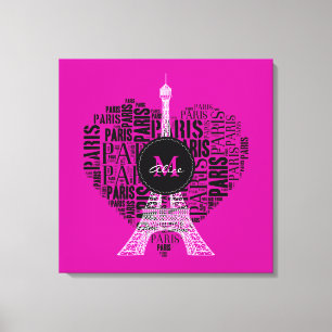Impressão Em Tela Monograma de Paris do amor da torre Eiffel