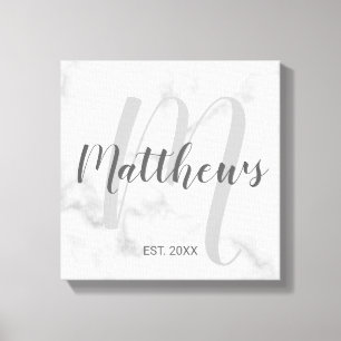 Impressão Em Tela Monograma de Script Moderno Personalizado e Nome d