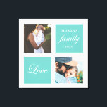 Impressão Em Tela monograma do pastel de fotos da família moderna<br><div class="desc">Paleta de cores de Pastel duas artes personalizadas de parede com o elegante roteiro "amor" e "família" e seu próprio monograma e data. Lindo sotaque personalizado de decoração domiciliar</div>