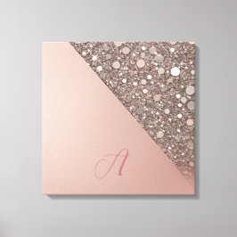 Impressão Em Tela Monograma Elegante em Dourado Rosa