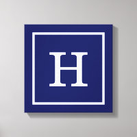 Monograma inicial com quadro branco azul marinho