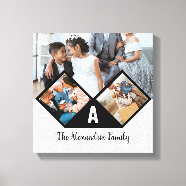 Impressão Em Tela Monograma personalizado da família de colagens de  (Frente)