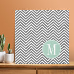 Impressão Em Tela Monograma Personalizado de Chevrons Verdes de Carv<br><div class="desc">Adicione seus monogramas a esta tendência e padrão gráfico com cores populares.</div>