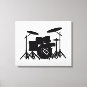 Impressão Em Tela Monogramo Drum Set Silver