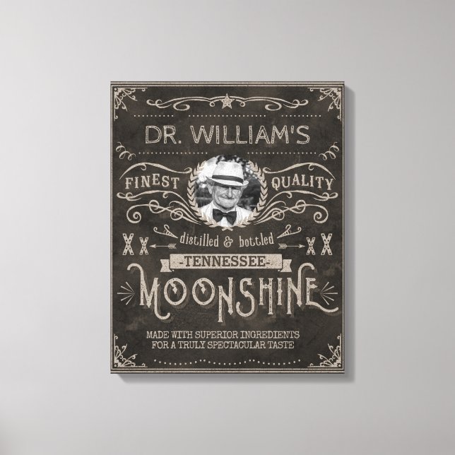 Impressão Em Tela Monshine Hillbilly Medicine Vintage Personalizado  (Frente)