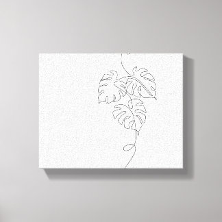 Impressão Em Tela Monstera Line Art minimalista