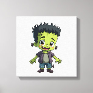 Impressão Em Tela Monstro de Frankenstein - Desenho fofo de Hallowee