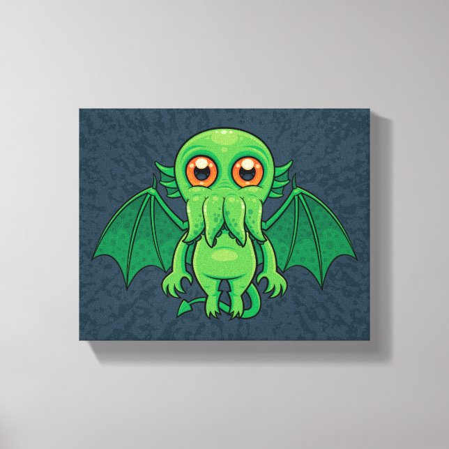 Impressão Em Tela Monstro do Cthulhu Verde Bonito (Frente)