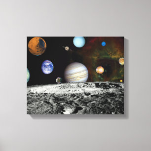 Impressão Em Tela Montagem de Imagens do Sistema Solar pela Voyager