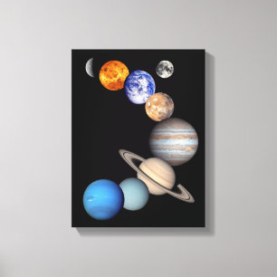Impressão Em Tela Montagem do Sistema Solar Fotos de Planetas JPL