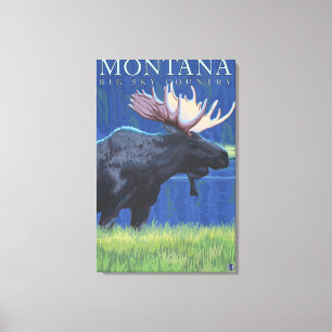 Impressão Em Tela Montana - Grande Céu - Moose à Lua