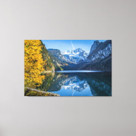 Impressão Em Tela Montanha Fall Dachstein Refletindo em Gosausee Lak