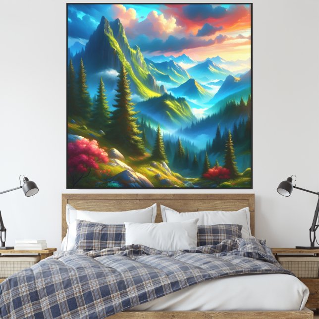 Impressão Em Tela Montanha Verde - (Insitu(Quarto))