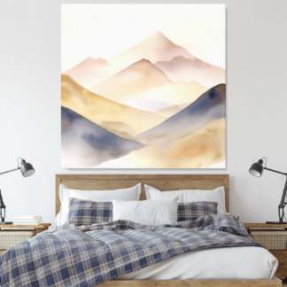 Impressão Em Tela Montanhas beges abstrato minimalísticas de aquarel