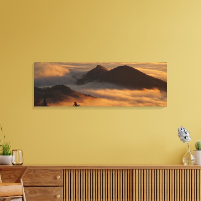 Impressão Em Tela Montanhas espetaculares espiando nuvens (Insitu(Sala de estar))