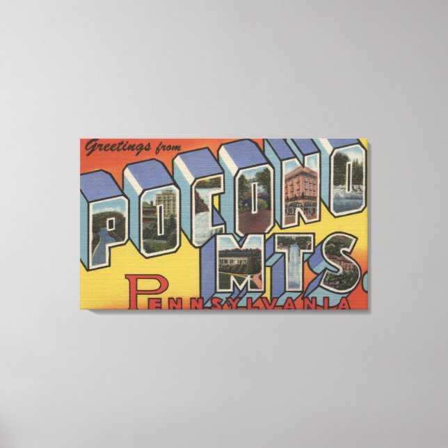 Impressão Em Tela Montanhas Pocono - Cenas com Letras Grandes (Frente)