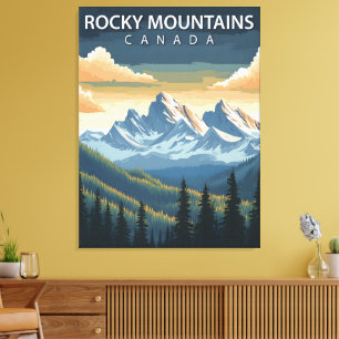Impressão Em Tela Montanhas Rochosas – Cartaz de Viagem Antigo do Ca